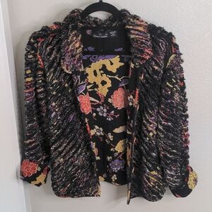 Casual Studio Jacket Chenille Fringe Colorful Lightweight Artsy Sz. Med